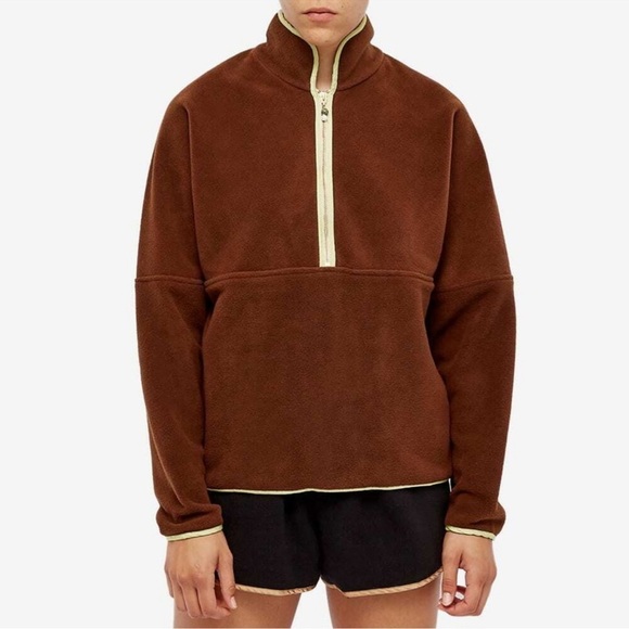 DONNI. Jackets & Blazers - DONNI Polar Fleece Half Zip In Chocolate/Lime New with Tags!